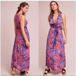Anthropologie Purple and Orange Resort Maxi Gown